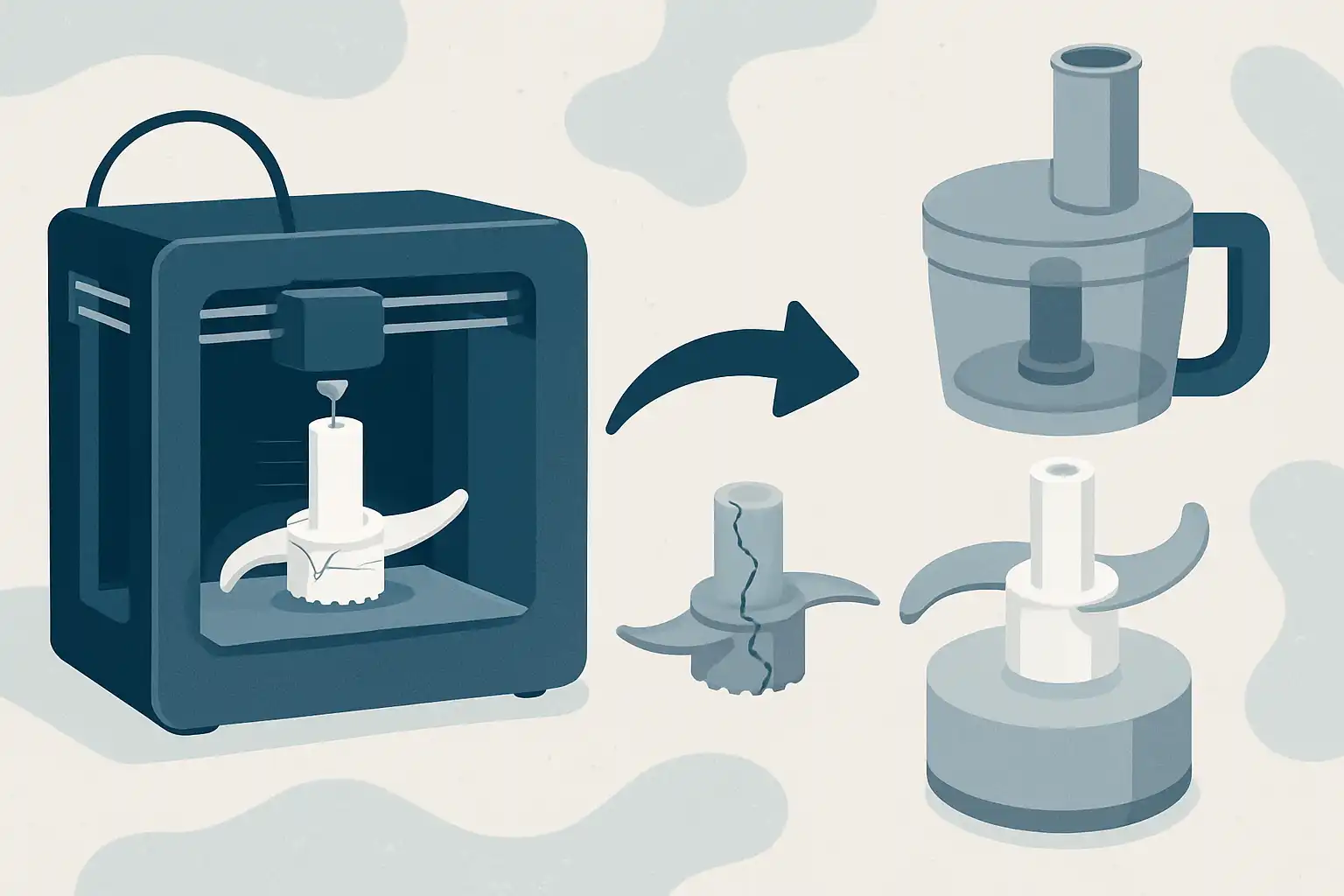 Vervang je kapotte foodprocessor-onderdelen met 3D-printen: wat werkt en wat niet