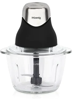Mini Elektrische Hakker voor Koken en Bereiden van Pesto, Peterselie, Noten en Knoflook - Gegradueerde Glazen Kom 1L en Roestvrijstalen Messen