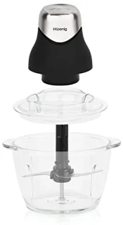 Mini Elektrische Hakker voor Koken en Bereiden van Pesto, Peterselie, Noten en Knoflook - Gegradueerde Glazen Kom 1L en Roestvrijstalen Messen