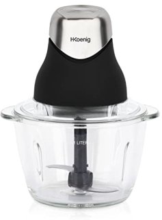 Mini Elektrische Hakker voor Koken en Bereiden van Pesto, Peterselie, Noten en Knoflook - Gegradueerde Glazen Kom 1L en Roestvrijstalen Messen review