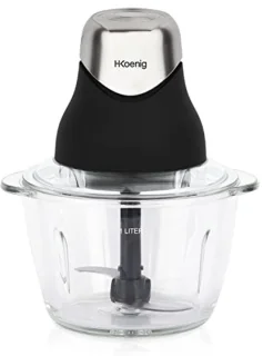 Mini Elektrische Hakker voor Koken en Bereiden van Pesto, Peterselie, Noten en Knoflook - Gegradueerde Glazen Kom 1L en Roestvrijstalen Messen