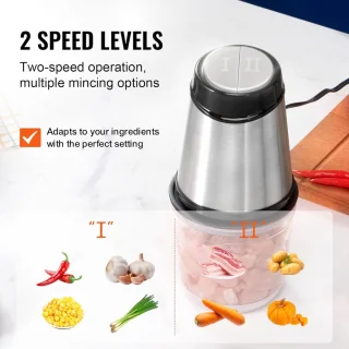 elektrische keukenmachine vleesmolen 400 W, multifunctionele hakmolen, 600 ml vulcapaciteit, blender 3000 tpm + 4000 tpm, groentesnijder inclusief glazen kom & mes & schraper zilver