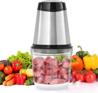 elektrische keukenmachine vleesmolen 400 W, multifunctionele hakmolen, 600 ml vulcapaciteit, blender 3000 tpm + 4000 tpm, groentesnijder inclusief glazen kom & mes & schraper zilver review