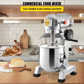 Keukenmachine, Commerciële Kneedmachine met 15Qt RVS Kom, 850W Zware Elektrische Keukenrobot met 3 Snelheden 113/184/341RPM, Deeghaak Klopklopper Inbegrepen, Staande Mixer voor Bakkerij Pizzeria