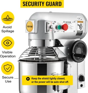 Keukenmachine, Commerciële Kneedmachine met 15Qt RVS Kom, 850W Zware Elektrische Keukenrobot met 3 Snelheden 113/184/341RPM, Deeghaak Klopklopper Inbegrepen, Staande Mixer voor Bakkerij Pizzeria