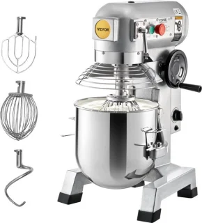 Keukenmachine, Commerciële Kneedmachine met 15Qt RVS Kom, 850W Zware Elektrische Keukenrobot met 3 Snelheden 113/184/341RPM, Deeghaak Klopklopper Inbegrepen, Staande Mixer voor Bakkerij Pizzeria