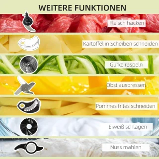 7-in-1 Keukenmachine - Multifunctionele Mixer met 1,25L Mengkom, 3 Snelheden en Veiligheidsfuncties
