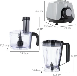 7-in-1 Keukenmachine - Multifunctionele Mixer met 1,25L Mengkom, 3 Snelheden en Veiligheidsfuncties