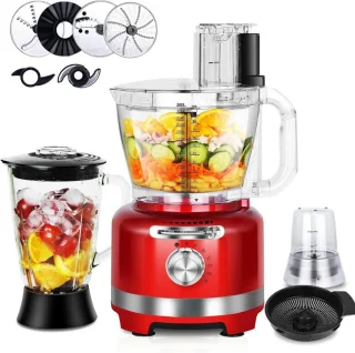 10-in-1 Elektrische Keukenmachine – 1000W – Multifunctionele Hakmolen – 1,5L Glazen Blender – 3L Kom – Snijden, Hakken, Raspen, Mixen, Pureren & Deeg – 6 Voorinstellingen – Voor Thuisgebruik