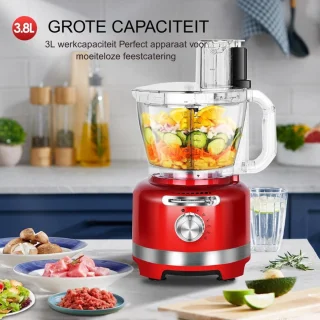 10-in-1 Elektrische Keukenmachine – 1000W – Multifunctionele Hakmolen – 1,5L Glazen Blender – 3L Kom – Snijden, Hakken, Raspen, Mixen, Pureren & Deeg – 6 Voorinstellingen – Voor Thuisgebruik