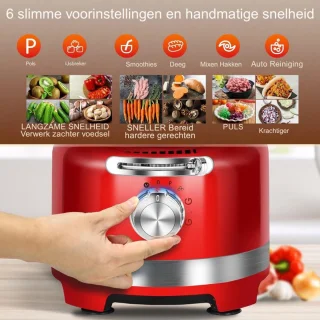 10-in-1 Elektrische Keukenmachine – 1000W – Multifunctionele Hakmolen – 1,5L Glazen Blender – 3L Kom – Snijden, Hakken, Raspen, Mixen, Pureren & Deeg – 6 Voorinstellingen – Voor Thuisgebruik