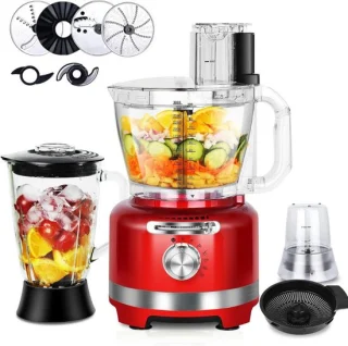 10-in-1 Elektrische Keukenmachine – 1000W – Multifunctionele Hakmolen – 1,5L Glazen Blender – 3L Kom – Snijden, Hakken, Raspen, Mixen, Pureren & Deeg – 6 Voorinstellingen – Voor Thuisgebruik