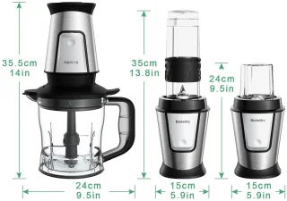 Multifunctionele Keukenmachine 3-in-1 – 700W – Blender, Hakmolen & Snijmachine – Sapcentrifuge & Slow Juicer – Compact Ontwerp – Zilver - TELEO