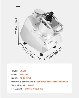 Keukenmachine – Foodprocessor – Keukenrobot – Keukenmixer – Hakmolen – 750W Motor – 6 Roestvrijstalen Messen