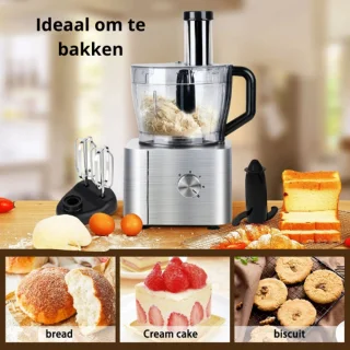 Hennova Keukenmachine - Blender - Mixer - Foodprocessor - Antislip voetjes - Gemakkelijk te gebruiken - Verschillende snelheden - 1100W - Zilver -