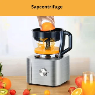 Hennova Keukenmachine - Blender - Mixer - Foodprocessor - Antislip voetjes - Gemakkelijk te gebruiken - Verschillende snelheden - 1100W - Zilver -