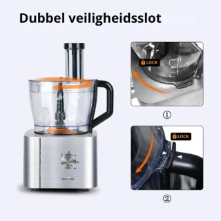 Hennova Keukenmachine - Blender - Mixer - Foodprocessor - Antislip voetjes - Gemakkelijk te gebruiken - Verschillende snelheden - 1100W - Zilver -