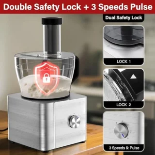 Multifunctionele Keukenmachine 1100W met 3,2L Mengkom, Blender, Hakmolen, Deegkneden, Citruspers en Garde - Zilver