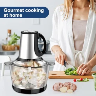 600 W Mini Food Chopper met 2 L RVS Kom - Drie Snelheden voor Keuken, Babyvoeding en Dierenvoeding