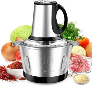 600 W Mini Food Chopper met 2 L RVS Kom - Drie Snelheden voor Keuken, Babyvoeding en Dierenvoeding