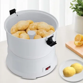 Automatische elektrische aardappelschilmachine wit