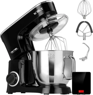 Bakmixer robot keukenmachine, 6,5 liter, zwart RVS