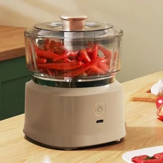 Draadloze groentehakselaar en keukenmachine met knoflookstamper, 350 ml, koffie