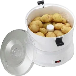 Elektrische aardappelschiller en groentesnijder - wit
