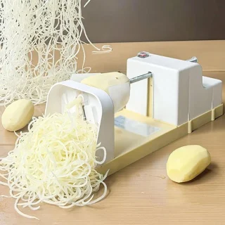 Elektrische aardappelversnipperaar keukenrasp groente wit