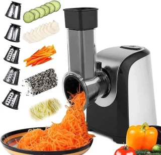 Elektrische groentesnijder - keukenmachine raspen - zilver zwart