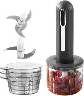 Elektrische Hakker - Keukenmachine Knoflook - Maaltijd Voorbereiding - Draadloos Oplaadbaar - 400 ml Kom - Zwart