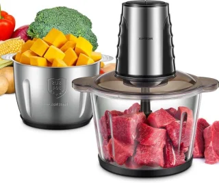 Elektrische Hakker - Keukenmachine Mini - Ingrediënten Bereiden - Twee Containers - 3 Liter Capaciteit - Grijs