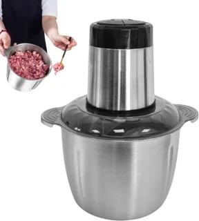 Elektrische Keukenmachine - Compacte Hakker - Maaltijden Bereiden - Krachtige 250W Motor - 2 Liter Inhoud - Zilverkleurig