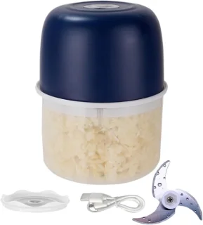 Elektrische keukenmachine - mini hakker - donkerblauw