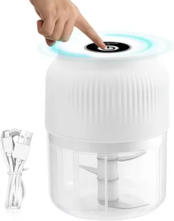 Elektrische Keukenmachine - Mini Hakmolen - Snel Ingrediënten Snijden - Draadloos Oplaadbaar - 300ml Capaciteit - Wit