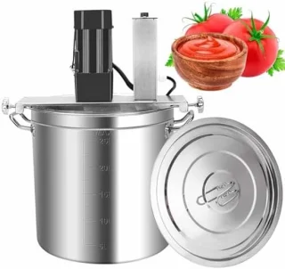 Elektrische Keukenmixer - Automatische Voedselmixer Wokpan - Grote Hoeveelheden Mengen - Dubbellaags Roersysteem - 40 liter - Zilver