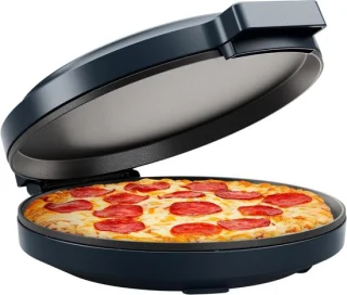 Elektrische Pizzaoven - Keukenmachine - Snelle Maaltijden - Veelzijdig Apparaat - 30 cm Platen - Zwart