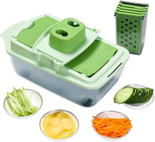 Groentehakselaar met container - keuken snijder - wit
