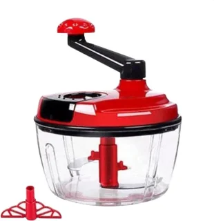 Handmatige keukenmachine en voedselhakker met zwengel, 18,5 cm, rood