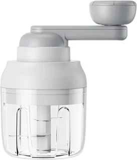 Handmatige keukenmachine groentesnijder mixer met draaibare slinger 250 ml wit