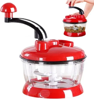 Handmatige Keukenmachine - Knoflookhakker Salademaker - Groenten Snijden - Trekkoord Bediening - 20x20x20 cm - Wit