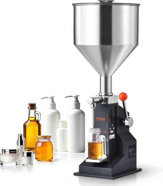 Handmatige vloeistofvulmachine 5-50 ml met pedaal en 10L trechter review
