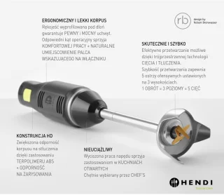 HENDI Staafmixer 250W titanium mes 6 snelheden
