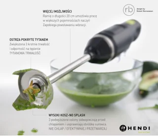 HENDI Staafmixer 250W titanium mes 6 snelheden