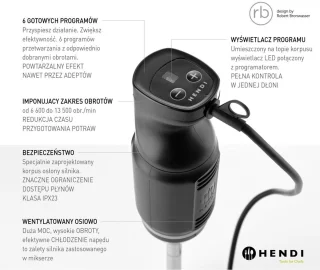 HENDI Staafmixer 250W titanium mes 6 snelheden
