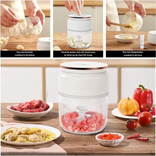 Wat vinden we goed aan de HEZIVO® Elektrische Groentesnijder 300 ml Wit