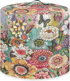 Hoes voor keukenmachine 8 liter bloemenprint roze