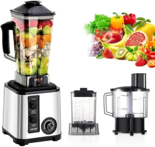Keukenmachine Blender - Smoothie Maker - Gezonde Drankjes Maken - Krachtige Hoge Snelheid - 3 Liter Capaciteit - Zilver