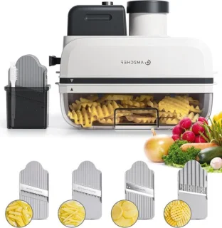 Keukenmachine groentesnijder - wafelsnijder frietsnijder - zilver
