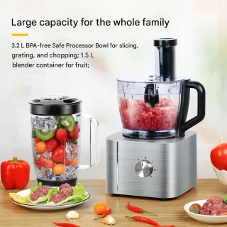 Keukenmachine Hakmolen Foodprocessor 1100W 3.2L Zilver